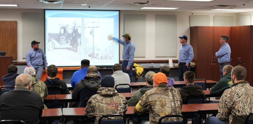 SEC Lineman Share their experiences with students at the "Day in the Life of a Lineman" program.