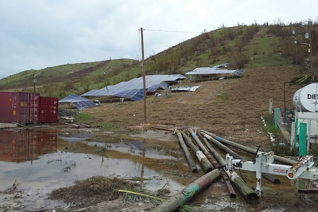 Hurricane Matthew took out the majority of the solar panels used by the co-op in Côteaux, Haiti, that NRECA International helped build. (Photo By: NRECA International)