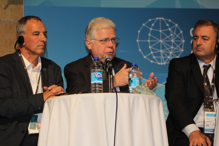 Martin Lowery of NRECA speaks at a forum at the International Summit of Cooperatives with Patrick Lenancker of France (l) and Ariel Guarco of Argentina. (Photo By: Steven Johnson)