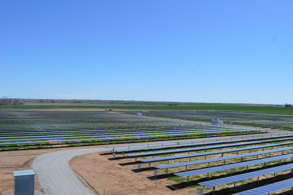 Western Farmers Electric Cooperative’s Tuttle Solar Farm is one of five utility-scale solar arrays the G&T dedicated in March 2017. (Photo By: WFEC)