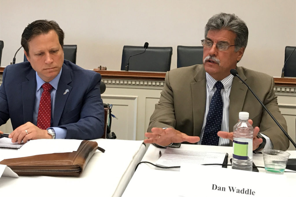 Andrew Herscowitz of USAID (left) joins NRECA’s Dan Waddle on a panel discussing Power Africa. (Photo By: Michael W. Kahn)