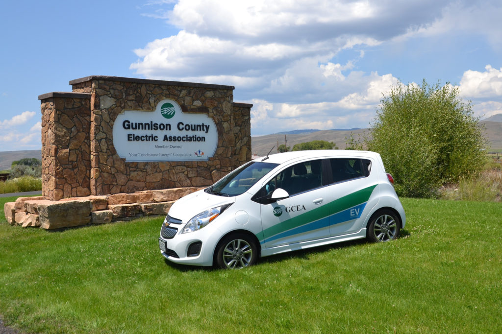 GCEA’s electric car, dubbed Spark-e, sits ready for the next co-op member to take it for a spin. (Photo By: GCEA)