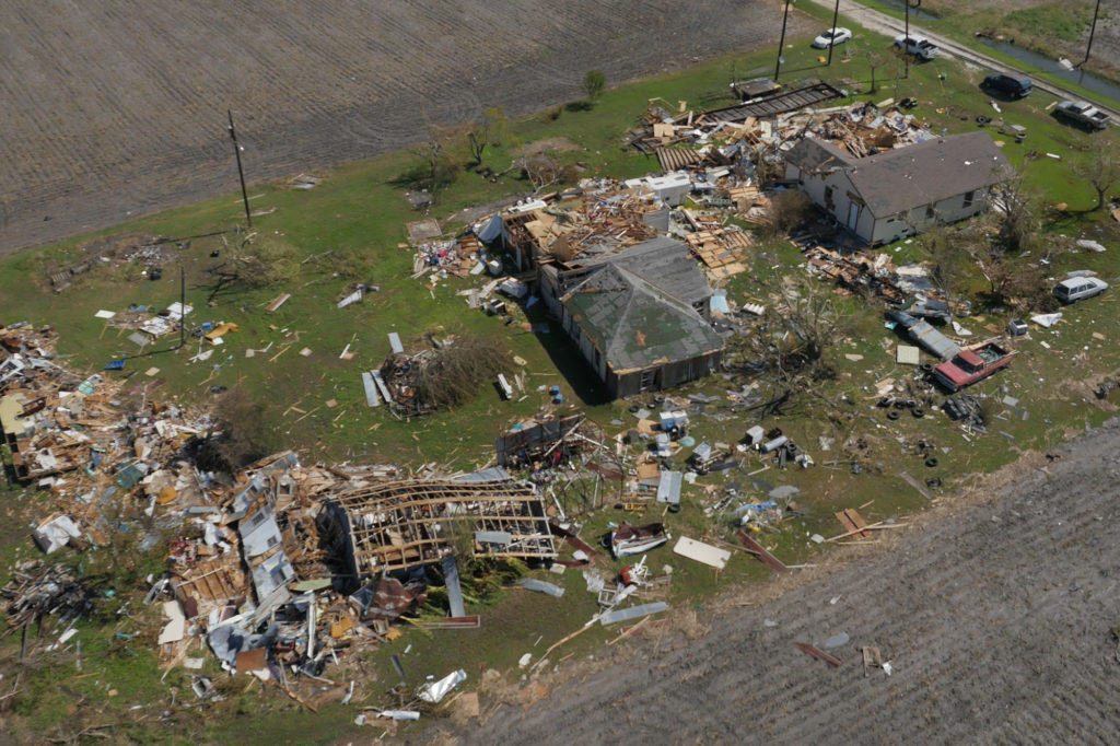 Hurricane Harvey made landfall near Rockport, Texas, on Aug. 25, destroying homes and businesses served by electric cooperatives. (Photo By: Texas Electric Cooperatives)