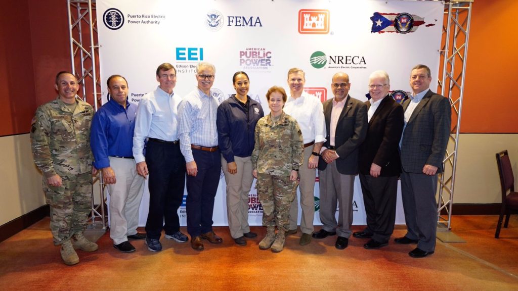 Senior electric power leaders from the mainland, including NRECA’s Martin Lowery (second from right), meet in San Juan, Puerto Rico, on power restoration efforts. (Photo Courtesy of EEI)