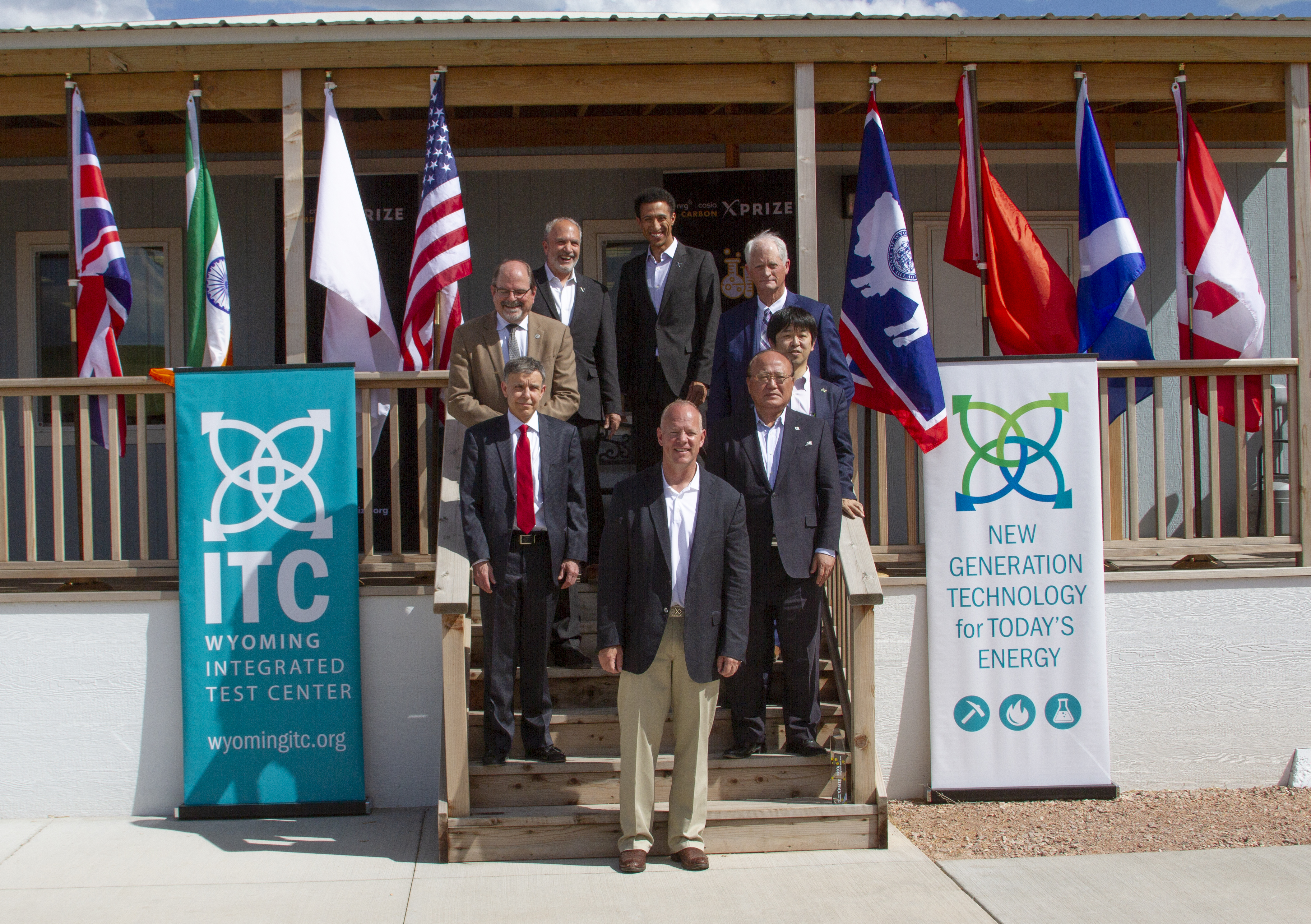 Wyoming Gov. Matt Mead (center) joined electric cooperative and XPRIZE leaders and Japanese coal and industrial officials for the dedication of the ITC in Gillette, Wyoming on May 16. (Photo By: Ryan Hall/Rural Montana) 