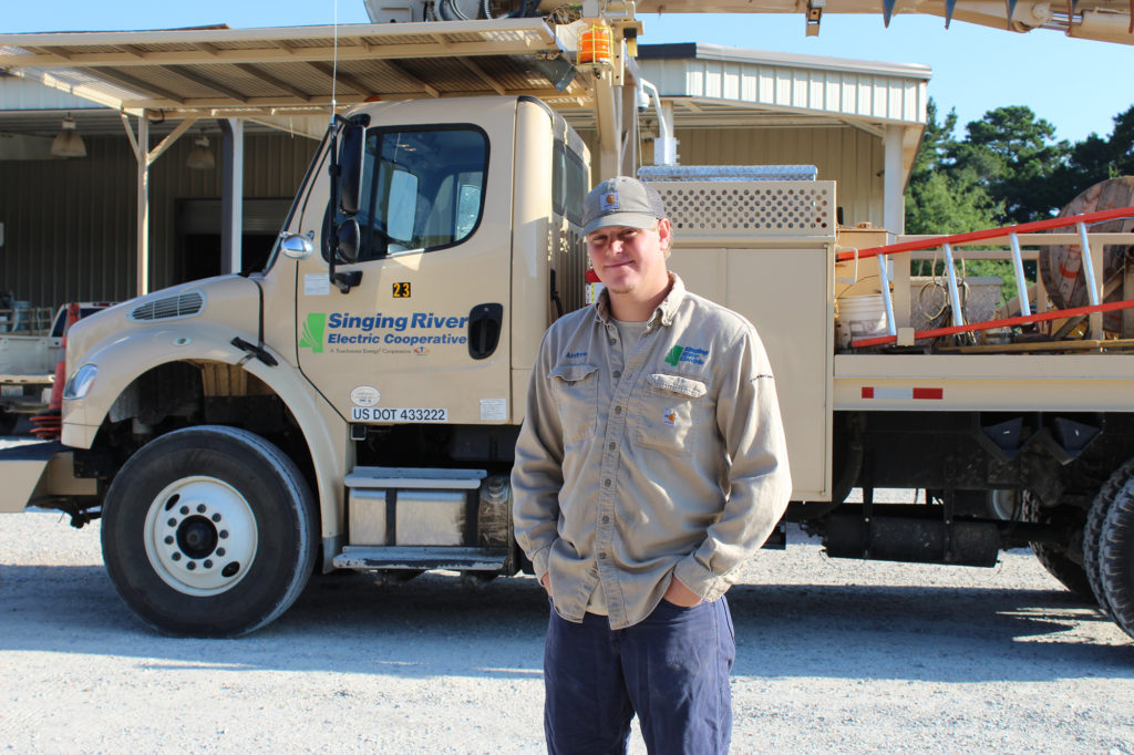 Lineman Andrew Brown of Singing River Electric helped save a woman who was choking. (Photo By: Singing River Electric)