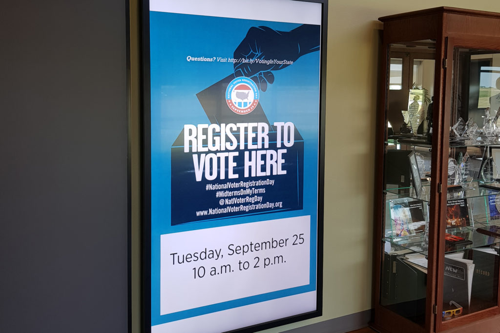 The lobby of Tri-County Electric is ready for National Voter Registration Day. (Photo By: Leslie Kraich) 