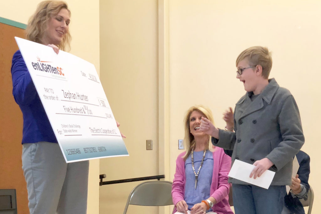 Fifth-grader Zephan Hunter is the first winner of EnlightenSC’s Children’s Book Challenge. His book, “Lightbulb,” will be published and distributed to elementary schools in South Carolina.  (Photo Courtesy of Chase Toler)