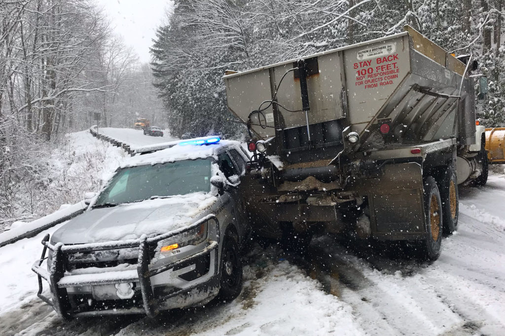 Road conditions at Neels Gap, Georgia, can get dicey in the winter even for emergency vehicles. (Photo By: Lamar Paris)