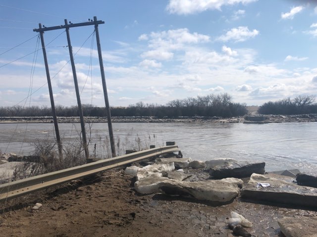 Flooding along the Niobrara River destroyed three bridges, forcing Niobrara Valley EMC crews to take long detours to reach portions of their territory. (Photo By: Joe Janousek/Niobrara River EMC)