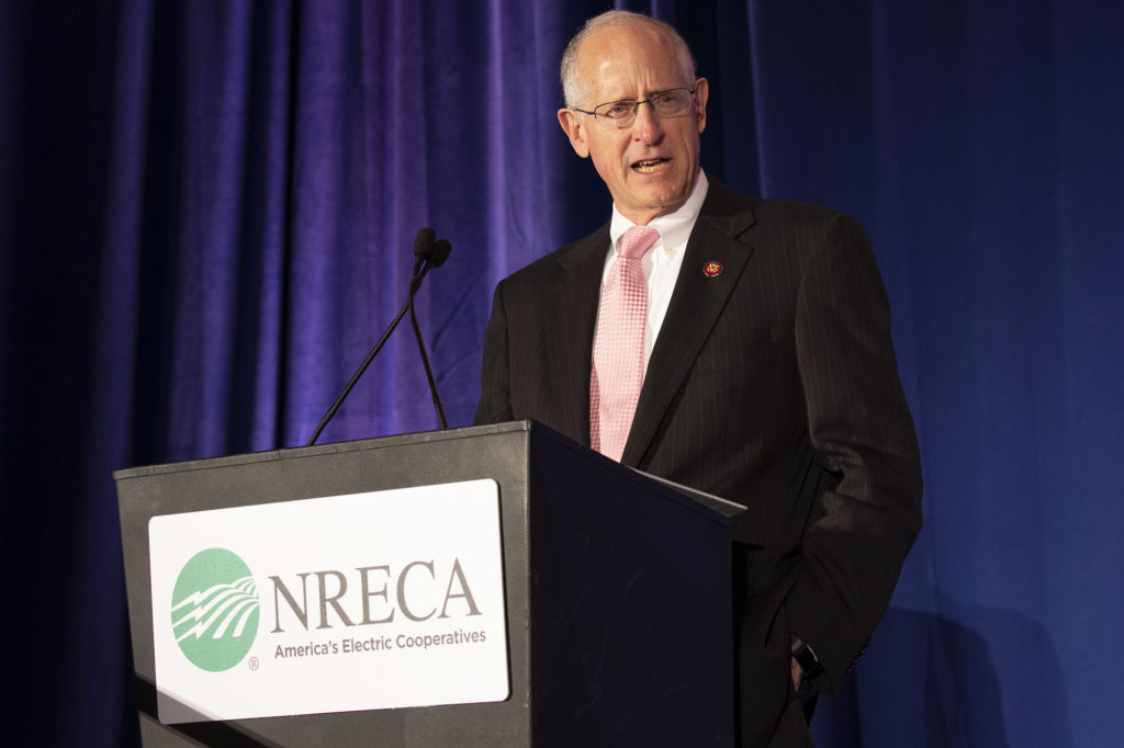 Rep. Mike Conaway, R-Texas, talks to co-op leaders about the implementation of the Farm Bill. (Photo By: Alexis Matsui/NRECA)