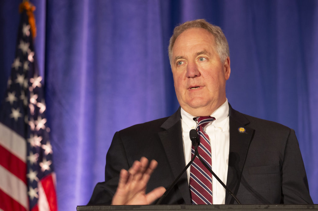 Rep. John Shimkus, R-Ill., tells co-op leaders that climate change solutions should not increase energy costs for poor rural residents. (Photo By: Alexis Matsui/NRECA)