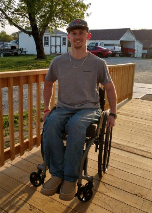 Daryl Lawson, now age 20, uses the ramp built for him by employees of Mecklenburg Electric Cooperative, where his mother and stepfather work. (Photo By: Priscilla Lawson Whirley)