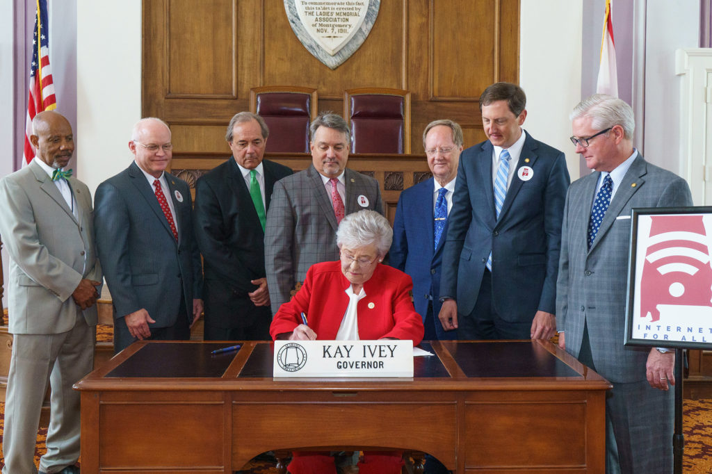 Alabama electric co-ops now have a bright line on how to pursue broadband thanks to a new law signed by Gov. Kay Ivey. (Photo Courtesy of Alabama Rural Electric Association of Cooperatives)