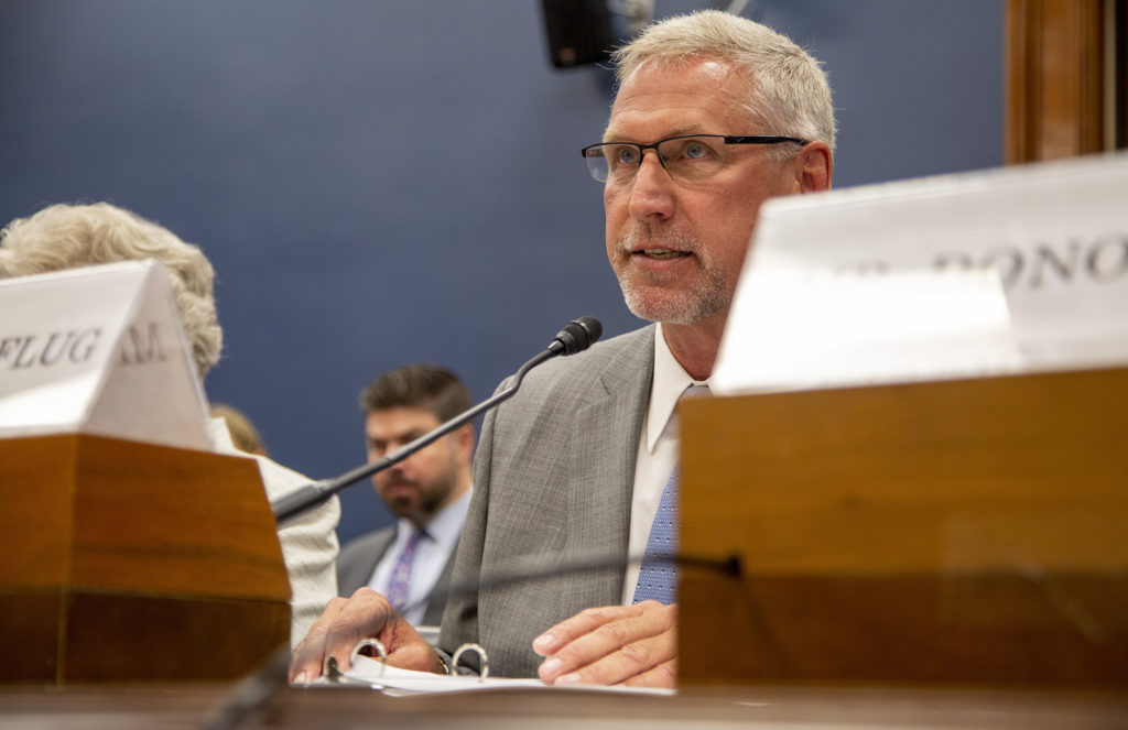 Dan Stelpflug, director of operations, engineering and technology for Allamakee Clayton Electric Cooperative, tells a House subcommittee about the problems that inaccurate federal broadband data causes co-ops. (Photo By: Dennis Gainer/NRECA)