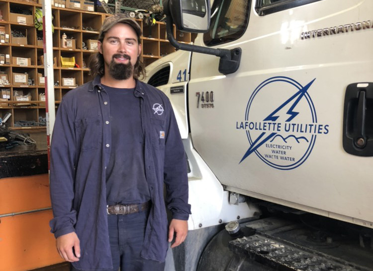 While restoring outages during recent floods, LaFollette Utilities’ Dayne Deavours saved two young men from drowning. (Photo By: Kodi Dupuy)