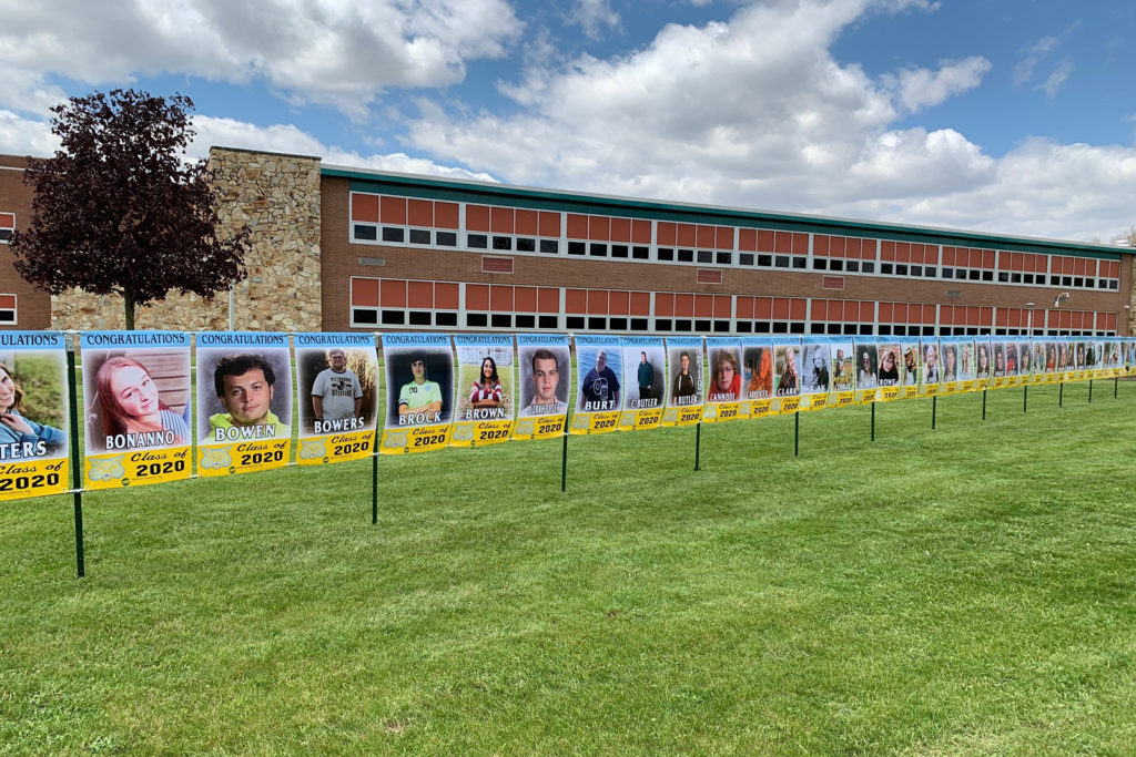 Each of the 103 graduates of Bath High School in Lima, Ohio, gets a personalized banner displayed on school grounds. Midwest Electric sponsored the signs. (Photo By: Dave Waltermire)