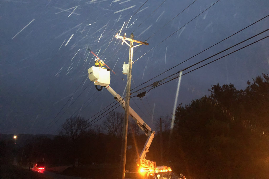 "I do like doing an essential job," says Matt Morris, a journeyman lineworker at Holmes-Wayne Electric Cooperative in Millersburg, Ohio. "It's just good to know you're always helping people. You got big outages or storms and you're there to help. I’m proud of that." (Photo courtesy of Ohio's Electric Cooperatives)