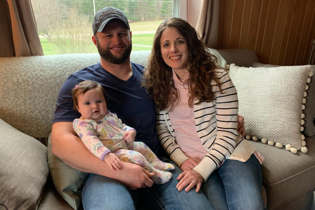 Lineworker Matt Morris says his only real concern about working during the pandemic is protecting his wife and baby daughter from the virus. (Photo courtesy of Ohio's Electric Cooperatives)