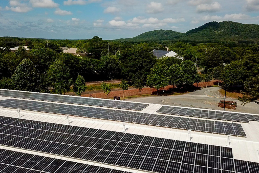 Cobb EMC has installed solar panels on the rooftops of many buildings in its headquarters complex. (Photo By: Cobb EMC)