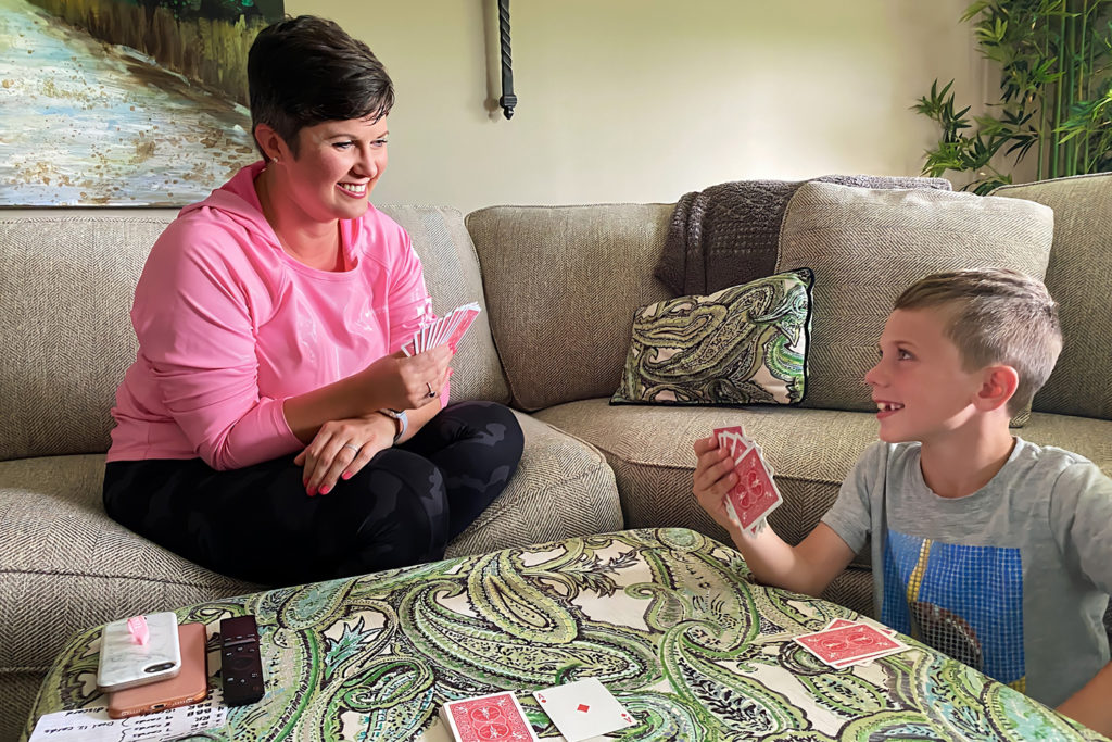 Since Kentucky’s COVID-19 lockdown in March, Kenergy’s Leslye Krampe has been spending more quality time with her son, August.  (Photo By: Sophia Krampe)