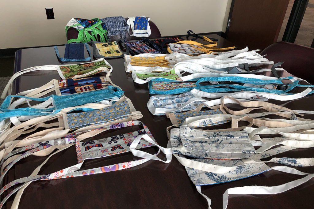 These are some of the 100 protective masks donated to Peace River Electric Cooperative by co-op members living in a Florida condo community. (Photo By: Mark Sellers/PRECO)