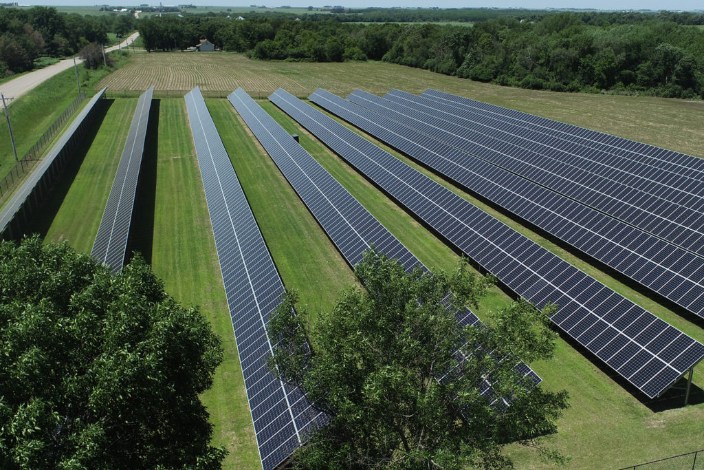 Reicks View Farms has added a solar array to help offset energy costs from its hog operations and now sells power to MiEnergy Cooperative. (Photo By: Reicks View Farm)