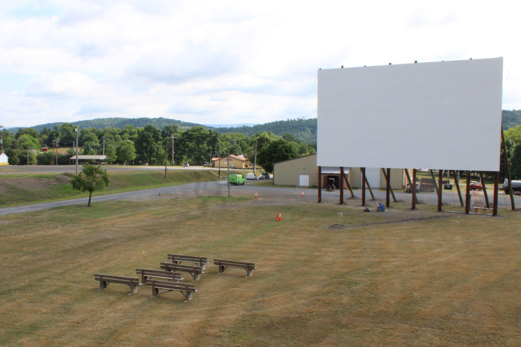 The new IMAX-sized screen at Pennsylvania’s Bedford County Fairgrounds was built with donated labor and materials from Bedford Rural Electric Cooperative and some of its commercial-industrial account holders. (Photo By: Bedford Chamber of Commerce)