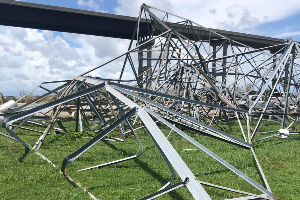 Beauregard Electric Cooperative in southern Louisiana faced a total system failure from winds topping 120 mph early Thursday, August 27. (Photo By: Beauregard EC)