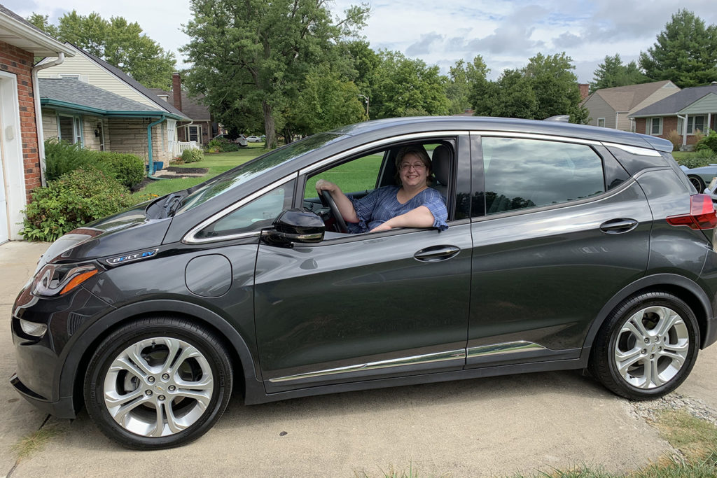 Laura Matney, marketing manager for Wabash Valley Power Alliance in Indianapolis, bought a 2017 Chevy Bolt online after discovering that her local car dealers knew little about electric vehicles. (Photo Courtesy: Laura Matney)