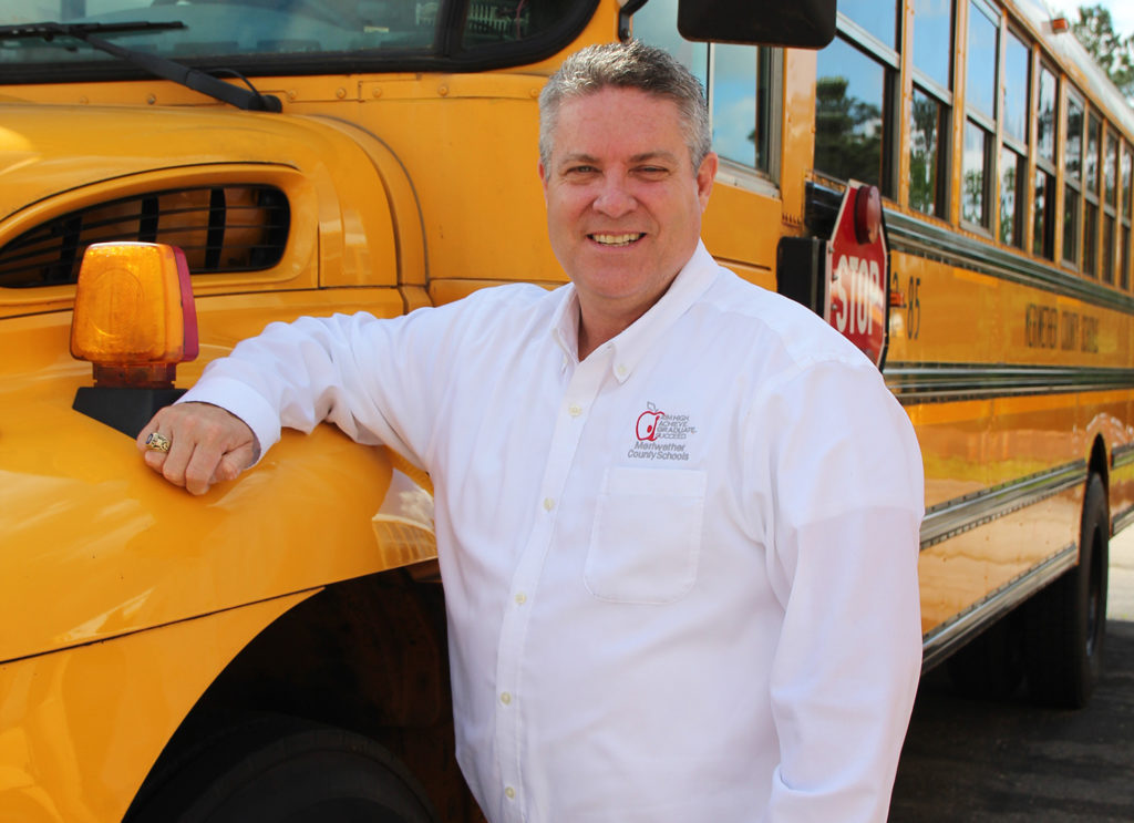 Meriwether County School Superintendent Al Griffin stands beside a Wi-Fi-equipped school bus that will bring free internet access to the school system’s most rural students, thanks to Operation Round Up funds from Southern River Energy. (Photo Courtesy: SRE)