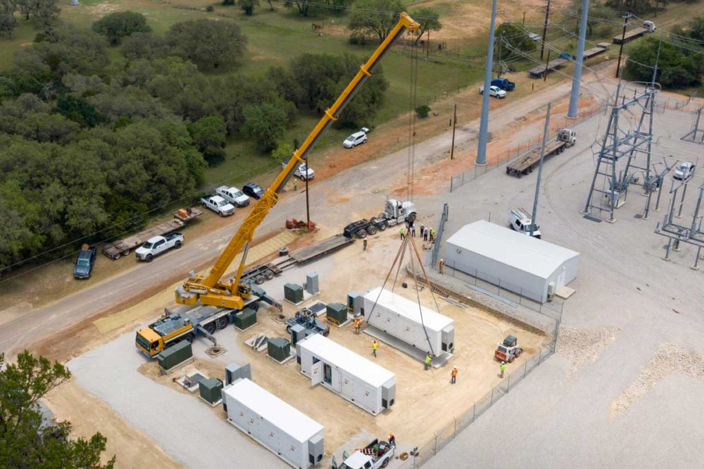 Pedernales Electric Cooperative's battery storage system consists of three containers that together can power about 200 homes at summer peak. (Photo By: PEC)