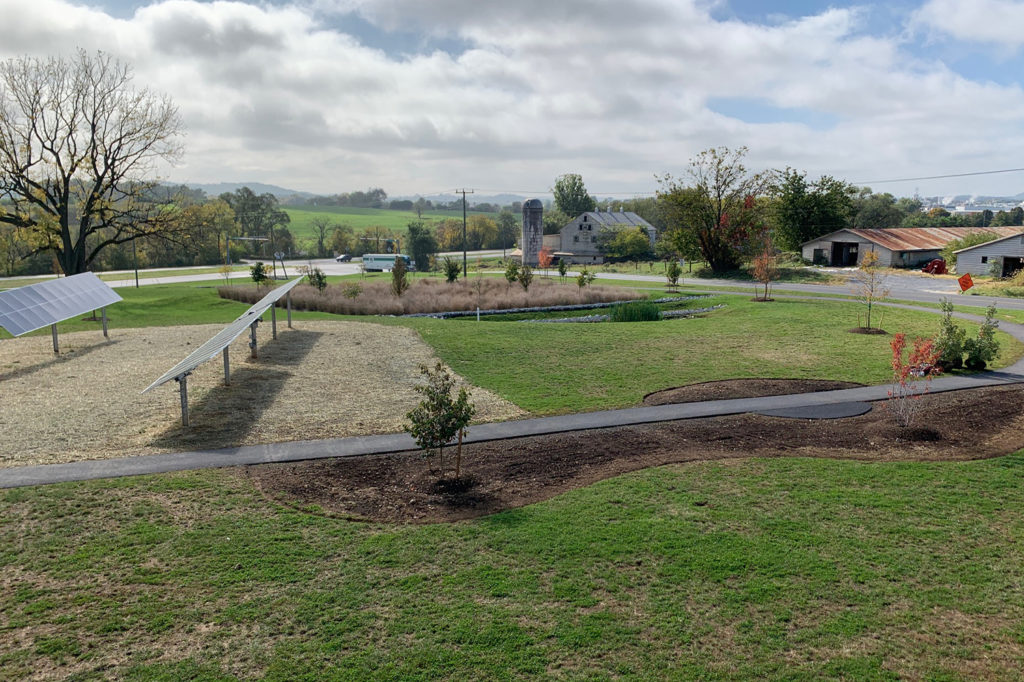 Solar panels at Shenandoah Valley Electric Co-op are part of a unique arboretum that will contain environmental and educational benefits. (Photo By: Preston Knight)