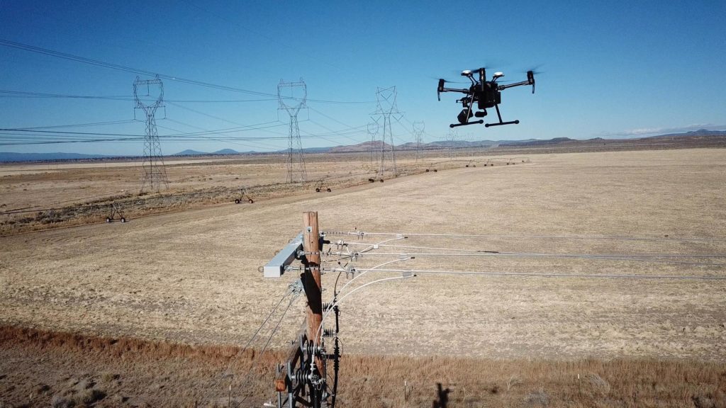Midstate Electric Cooperative uses drones to inspect their distribution lines for faulty insulators in Christmas Valley, Oregon. (Photo Courtesy: Wiggins Tech)