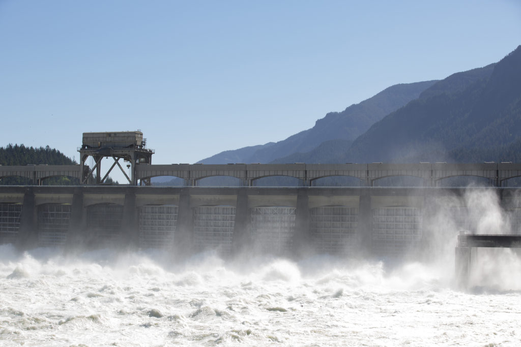 The Bonneville Dam is a 1.2-gigawatt hydroelectric facility on the Columbia River near Portland, Oregon. (Photo By: Denny Gainer/NRECA)